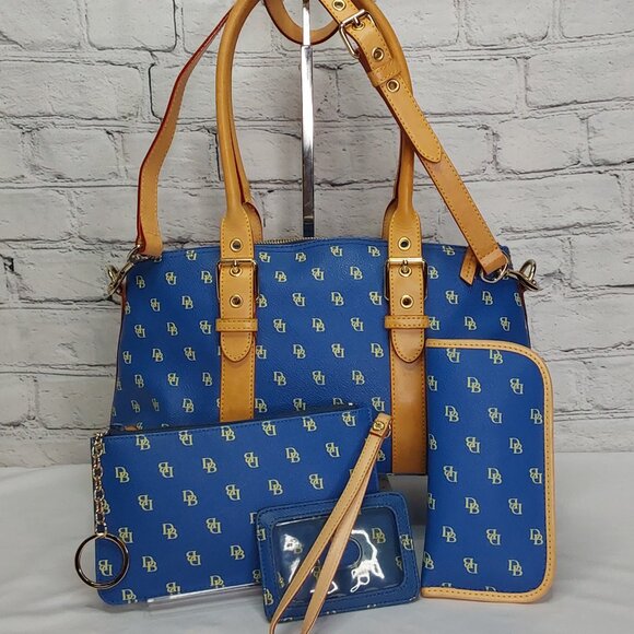 Dooney & Bourke Handbags - DOONEY & BOURKE SIGNATURE BLUE DOMED SATCHEL/CROSSBODY BAG 5-PIECE COMPLETE SET